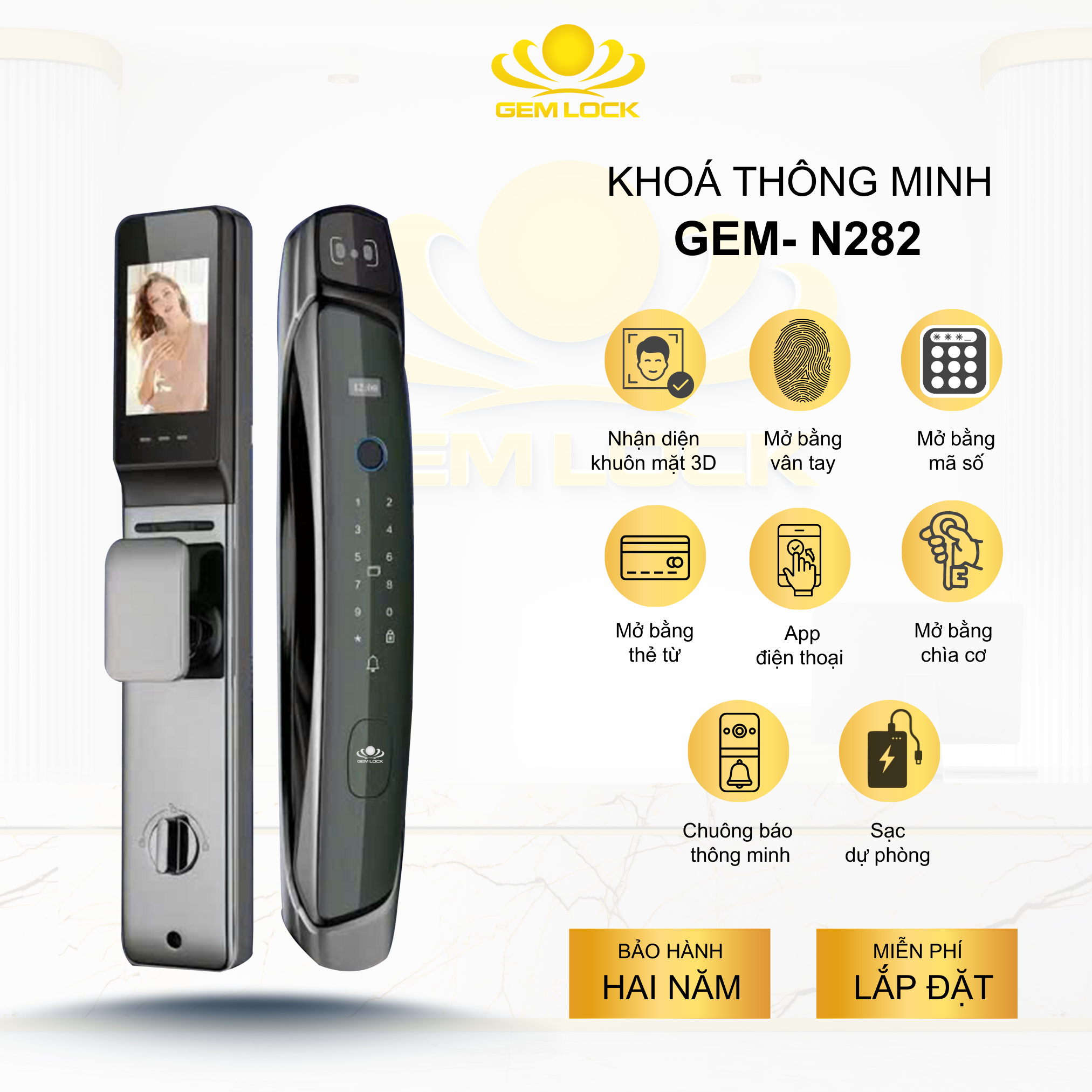 KHÓA THÔNG MINH CAO CẤP GEM – N282