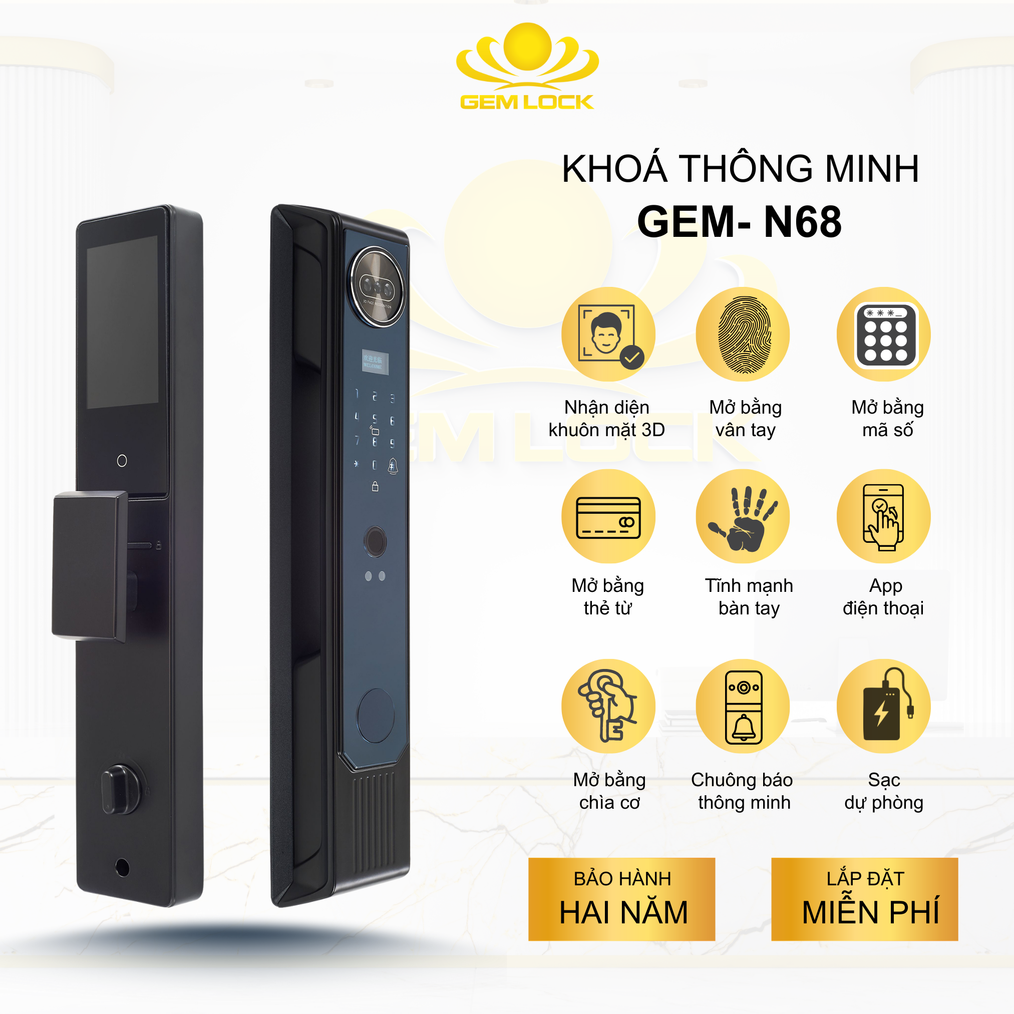 KHÓA THÔNG MINH CAO CẤP GEM-N68