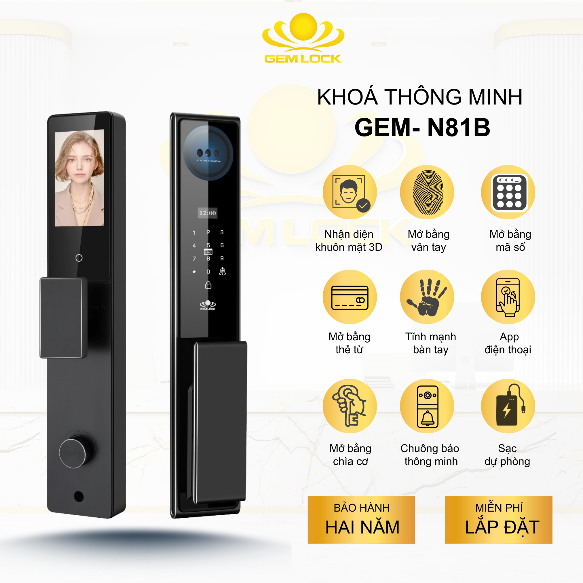 KHÓA THÔNG MINH CAO CẤP GEM - N81B