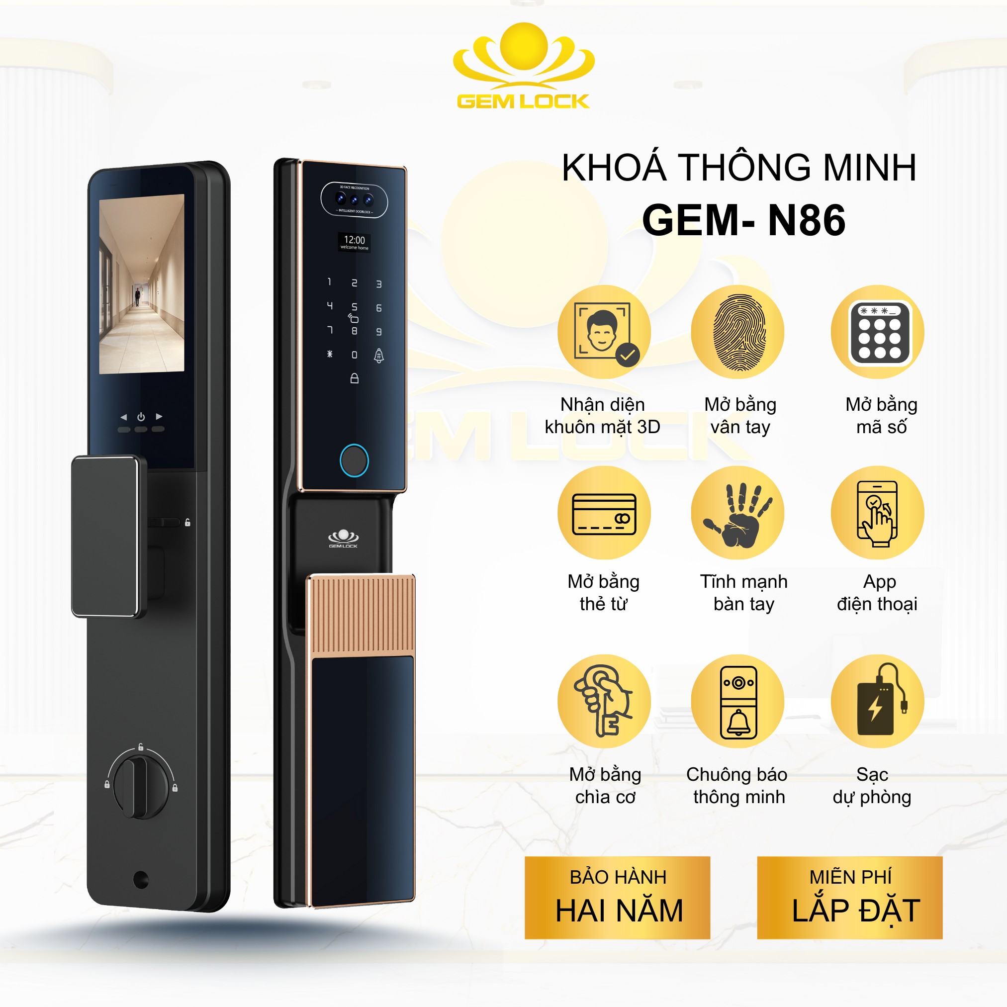 KHÓA THÔNG MINH CAO CẤP GEM - N86