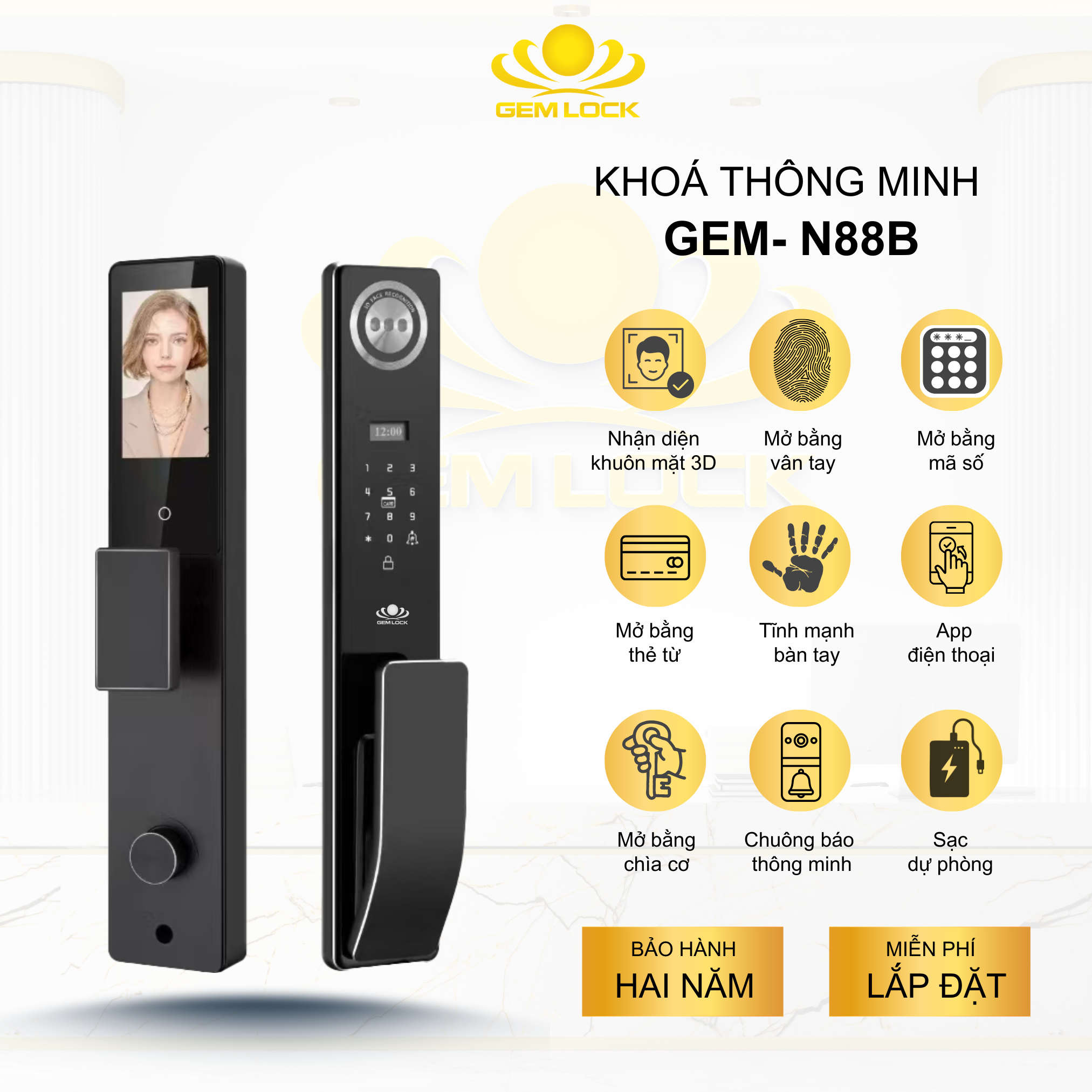 KHÓA THÔNG MINH CAO CẤP GEM-N88B